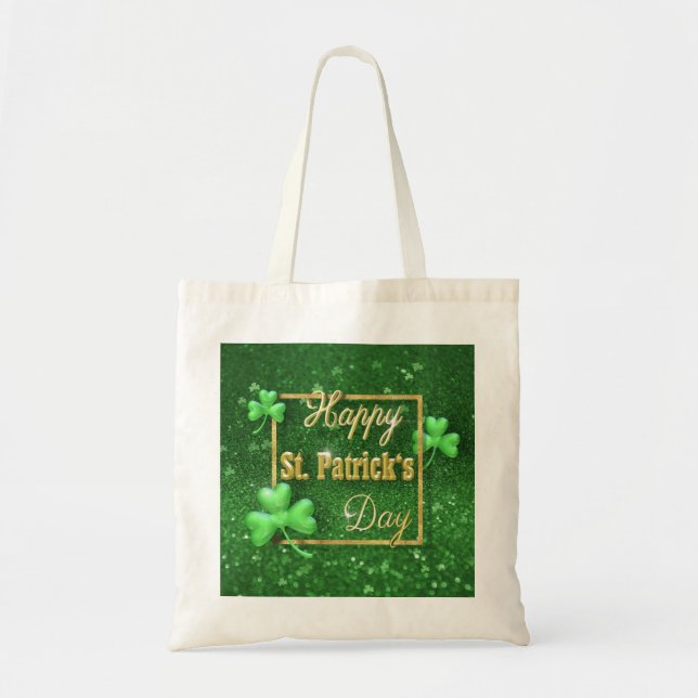 St. Patrick's Day Gold Shamrock Tote Bag (Front)