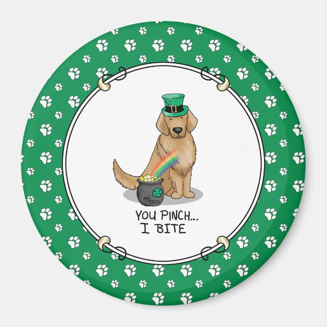 St. Patrick's Day Golden Retriever Dog Magnet (Front)
