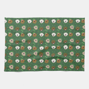 St Patricks Day Golden Retriever Dogs Kitchen Towel