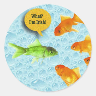 St. Patrick's Day, Goldfish Humour Classic Round Sticker