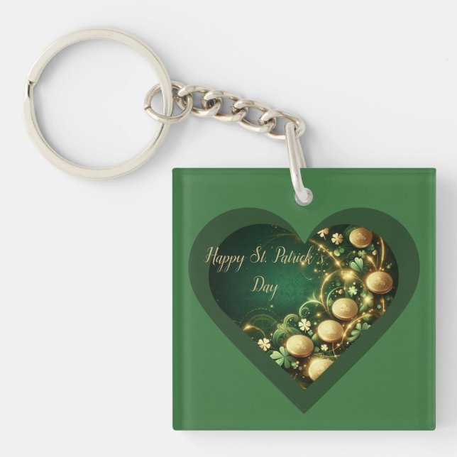 St Patrick's Day Green and Gold Coins Keychain (Front)