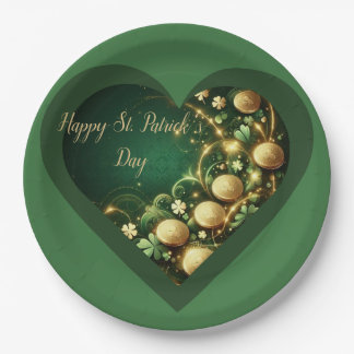 St Patrick's Day Green and Gold Coins Paper Plate