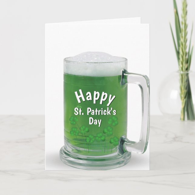 St. Patrick's Day Green Beer Holiday Card (Front)