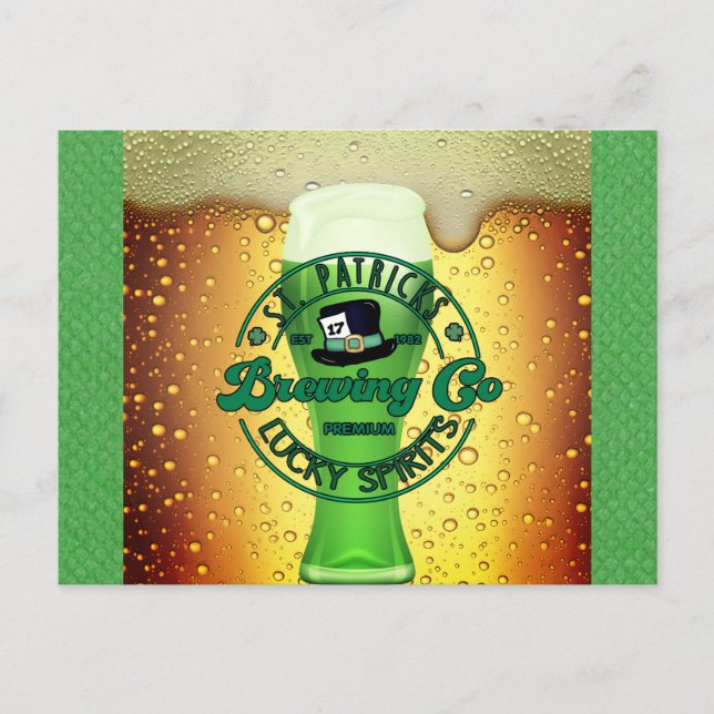 St Patricks Day Green Beer Lucky Spirits Irish Postcard (Front)