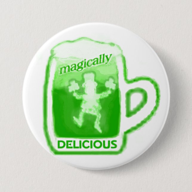 St. Patrick's Day Green Beer Mug Button (Front)