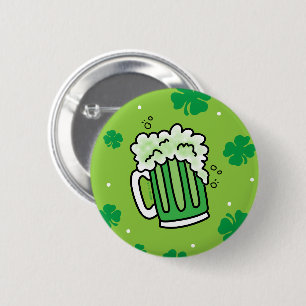 St Patrick's Day Green Beer Pattern 2 Inch Round Button