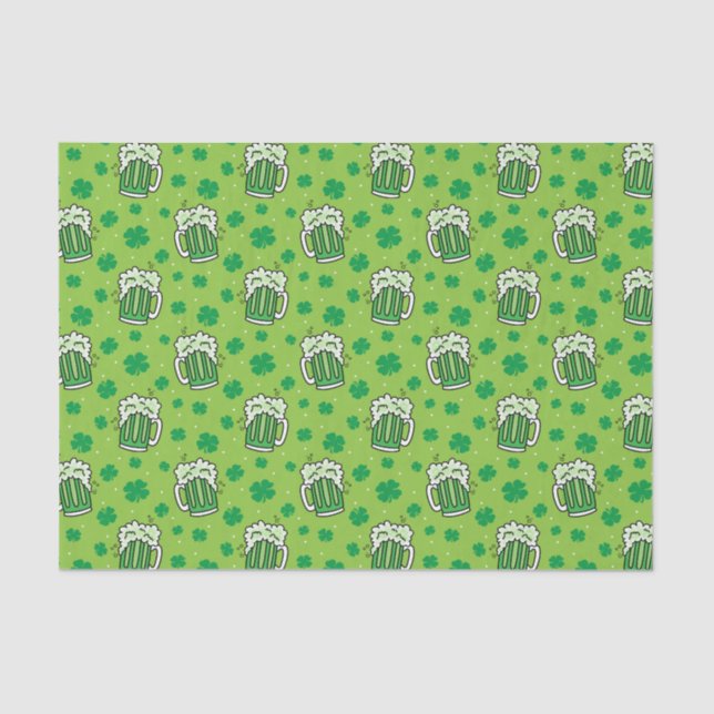 St Patrick's Day Green Beer Pattern Tissue Paper (Front)