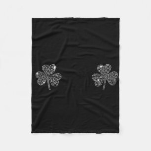 St Patricks Day Green Clover Irish Shamrock Breast Fleece Blanket
