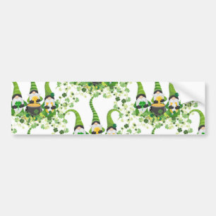 St Patricks Day Green Clovers Old Leprechaun Bumper Sticker