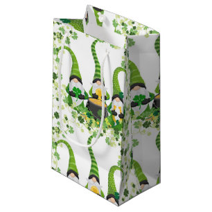 St Patricks Day Green Clovers Old Leprechaun Small Gift Bag