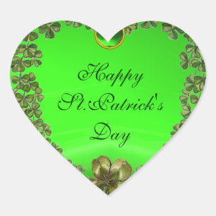 ST.PATRICK'S DAY GREEN EMERALD GEM SHAMROCK HEART HEART STICKER