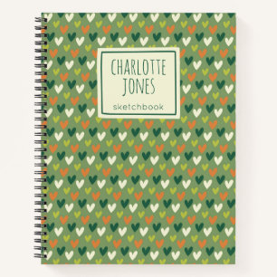 St Patrick's Day Green Hearts Personalized Drawing Notebook
