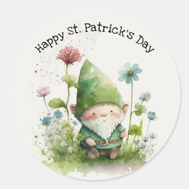 St. Patrick's Day Green Leprechaun    Classic Round Sticker (Front)