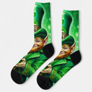 St. Patrick's Day Green Leprechaun Green Beer Socks