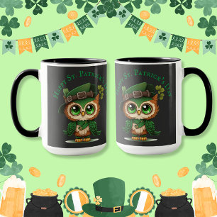 St. Patrick's Day Green Owl personalized  Mug