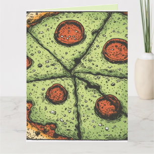 ST. PATRICK'S DAY GREEN PIZZA GREETING CARD