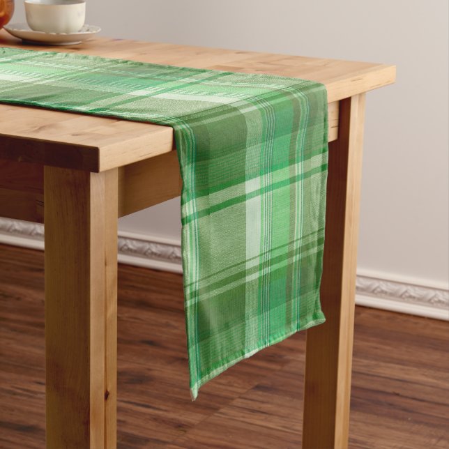 St.Patrick's Day Green Plaid Table Runner (In Situ)