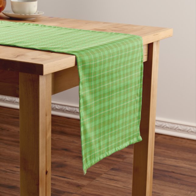 St.Patrick's Day Green Plaid Table Runner (In Situ)
