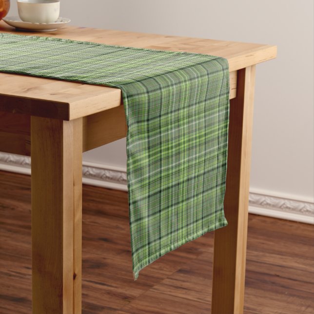 St.Patrick's Day Green Plaid Table Runner (In Situ)
