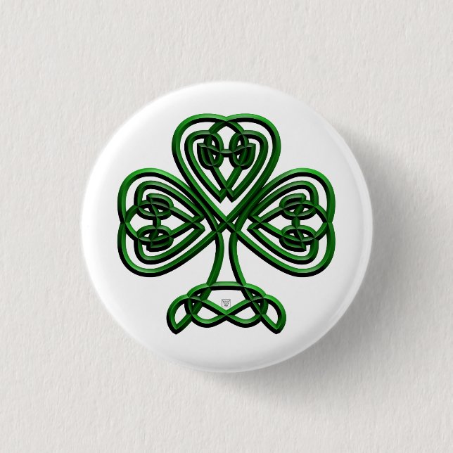 St Patricks Day Green Shamrock 1 Inch Round Button (Front)