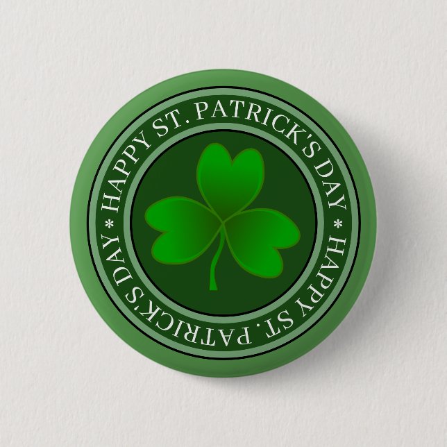 St Patrick's Day Green Shamrock 2 Inch Round Button (Front)