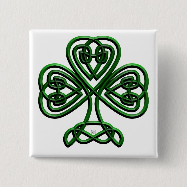 St Patricks Day Green Shamrock 2 Inch Square Button (Front)