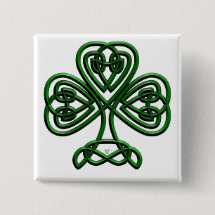 St Patricks Day Green Shamrock 2 Inch Square Button