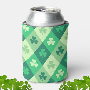 St Patricks Day Green Shamrock Clover Can Cooler