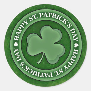 St Patricks Day Green Shamrock Clover Classic Round Sticker