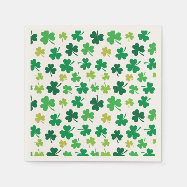 St Patricks Day Green Shamrock Clover Pattern Napkin (Front)