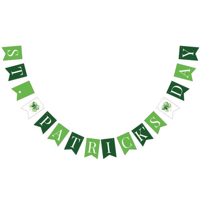 St. Patrick's Day Green Shamrock Clover Simple Bunting Flags (All)