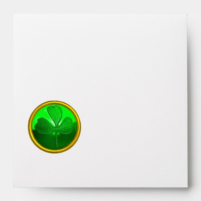 ST PATRICK'S DAY GREEN SHAMROCK GEMSTONE JEWEL ENVELOPE (Front)