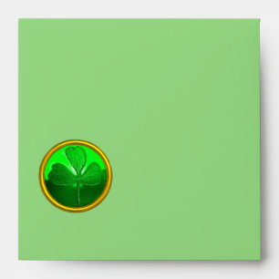 ST PATRICK'S DAY GREEN SHAMROCK GEMSTONE JEWEL ENVELOPES