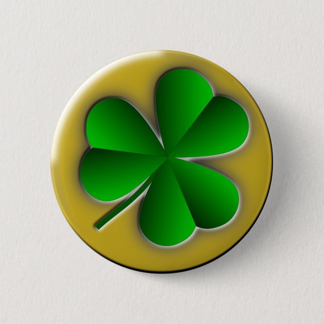 St Patrick's Day Green Shamrock Gold Background 2 Inch Round Button (Front)