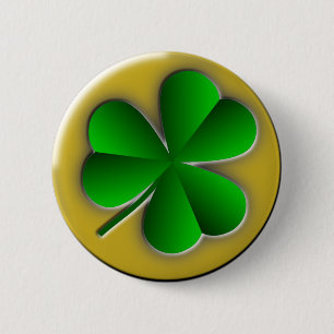 St Patrick's Day Green Shamrock Gold Background 2 Inch Round Button