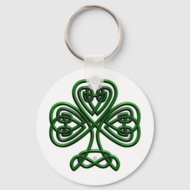 St Patricks Day Green Shamrock Keychain (Front)