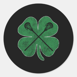 St Patrick's Day Green Shamrock Lacrosse Irish Men Classic Round Sticker
