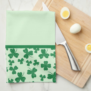 St. Patrick's Day Green Shamrock Pattern Kitchen Towel