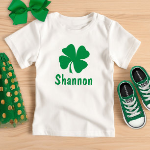 St. Patrick's Day Green Shamrock Personalized Name Baby T-Shirt