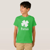 St Patricks Day Green Shamrock Personalized Name T-Shirt (Front Full)