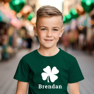 St. Patrick's Day Green Shamrock Personalized Name T-Shirt