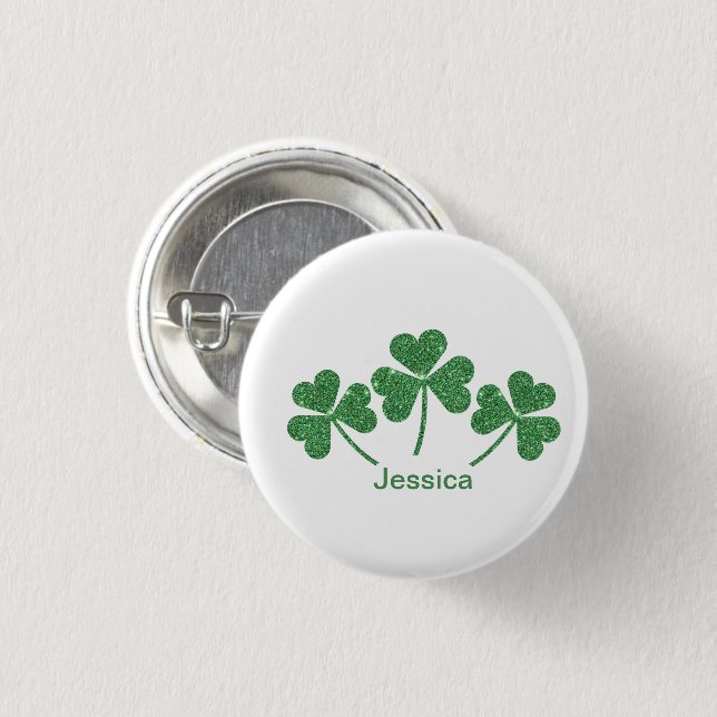 St. Patrick's Day Green Shamrock Vine Irish Party  1 Inch Round Button (Front & Back)