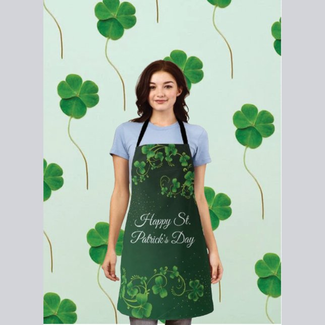 St. Patrick's Day Green Shamrock Vine Irish Party  Apron (Creator Uploaded)
