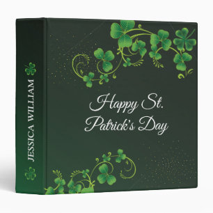 St. Patrick's Day Green Shamrock Vine Irish Party Binder