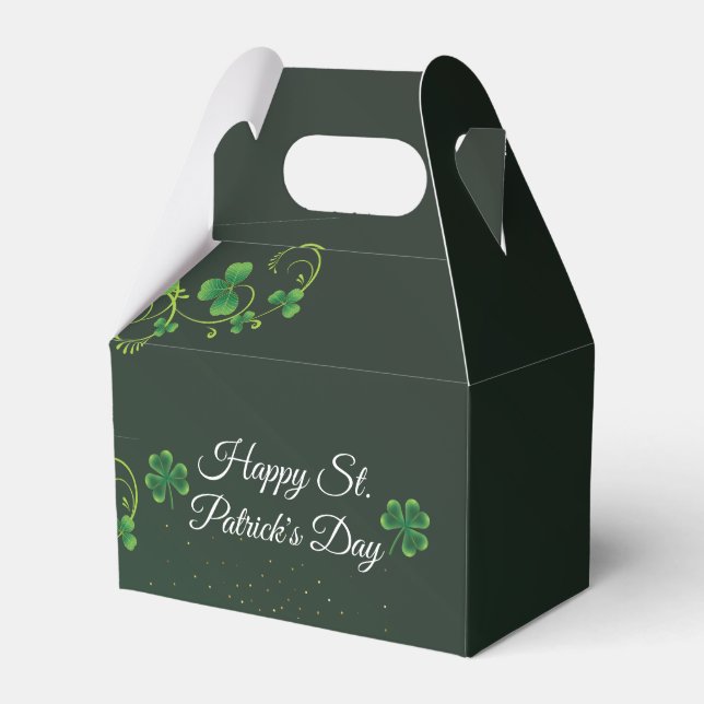 St. Patrick's Day Green Shamrock Vine Irish Party  Favor Box (Front Side)