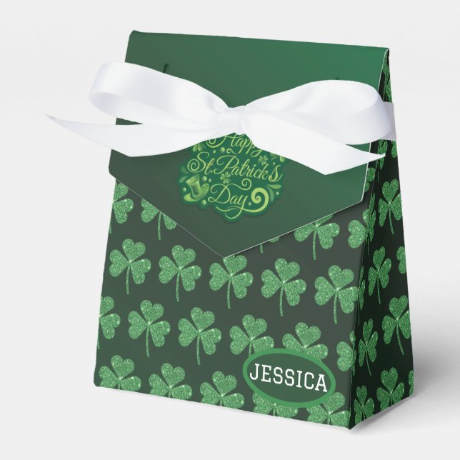 St. Patrick's Day Green Shamrock Vine Irish Party  Favor Box (Front Side)