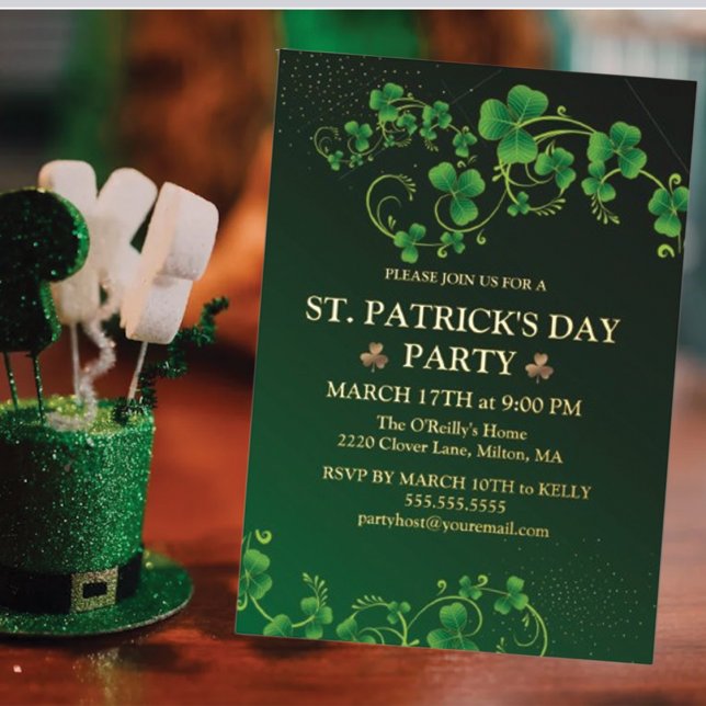 St. Patrick's Day Green Shamrock Vine Irish Party  Foil Holiday Card (Creator Uploaded)