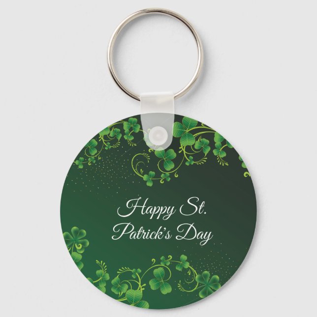 St. Patrick's Day Green Shamrock Vine Irish Party  Keychain (Front)