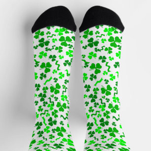 St Patrick's Day Green Shamrocks Confetti Socks