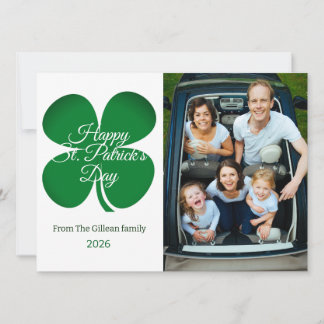 St. patrick's day Green Shamrocks family photo Hol Holiday Card